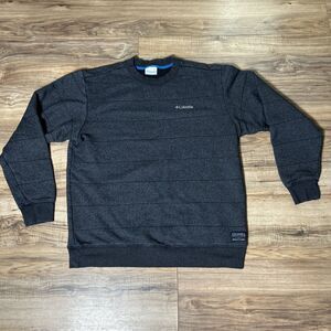 Columbia Men's Size Medium Fleece Lined Warm Pullover Sweatshirt Gray Striped M